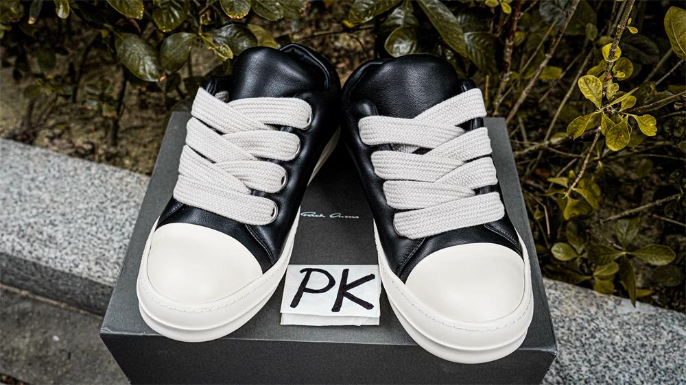 PK GOD Rick Owens Jumbo Lace Padded Sneaks Low Black Milk RETAIL MATERIALS READY TO SHIP